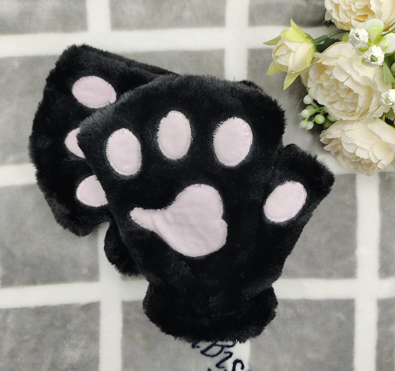Dan Ching Women's Cat Paw Gloves - Adult Black Cat Costume Accessories