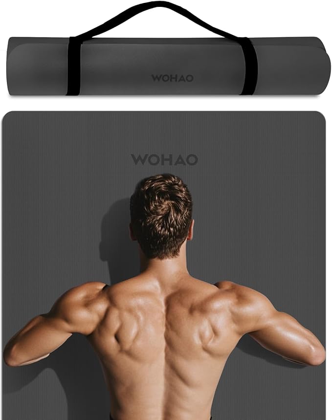 WOHAO Extra Wide & Thick 8mm Yoga Mat, 72"x31.5" Large Non Slip Exercise Mat, Premium POE Material for Superior Cushioning...