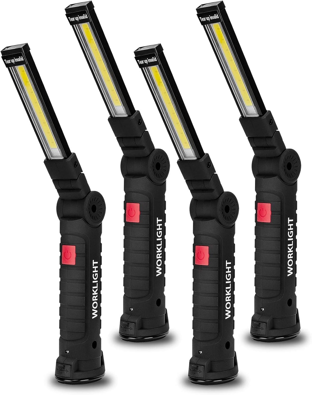 LED Work Light Rechargeable Flashlight, Valentine's Day Gifts for Men Boyfriends Him Husband Mechanic Grill Light Torch Inspection Lamp Magnetic Base 5 Modes 360° Rotate Car Emergency Repair 4PCS