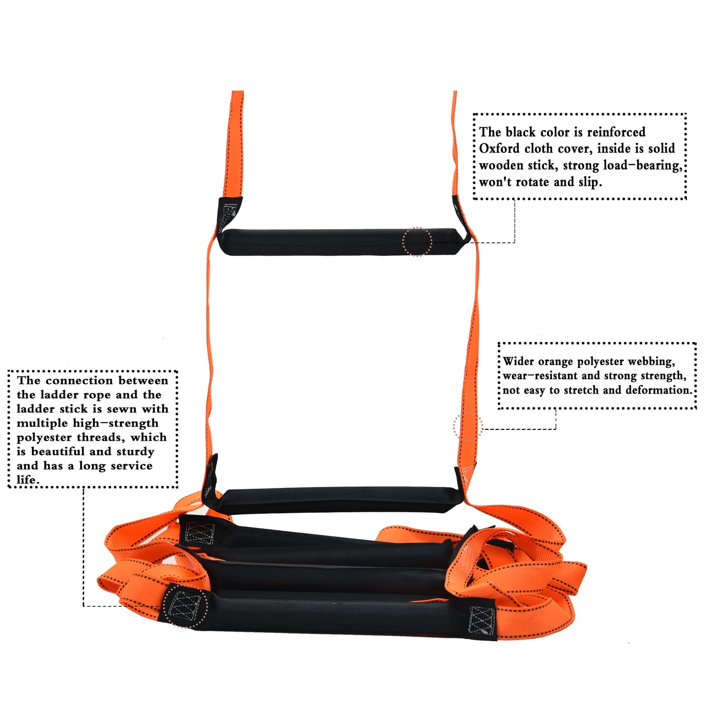 49.2 Feet Fire Escape Ladder Emergency Fire Ladder for 2-3 Story Homes Reusable Portable Safety Ladders for Windows, Balconies and Sailboats, Kayaks and More