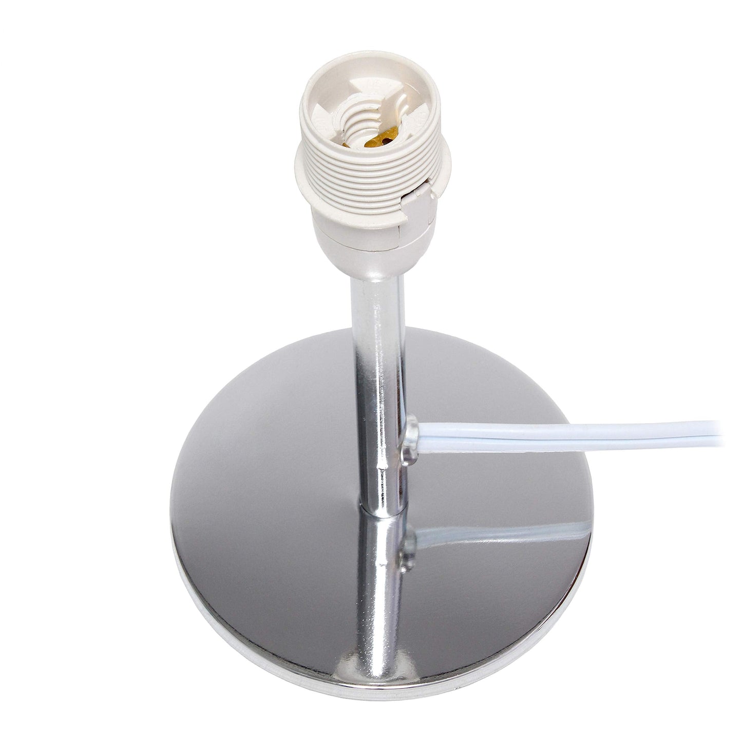 Simple Designs Lt2061-Wht Mini Table Lamp, Chrome Base, Fabric Shade, 12.6H, White