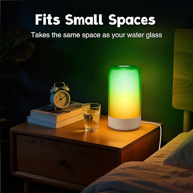 Set of 2 Small Touch Night Table Lamp for Bedroom Bedside Nightstand, Small Spaces Plug in Desk Light for Nursery/Ambient/Kids