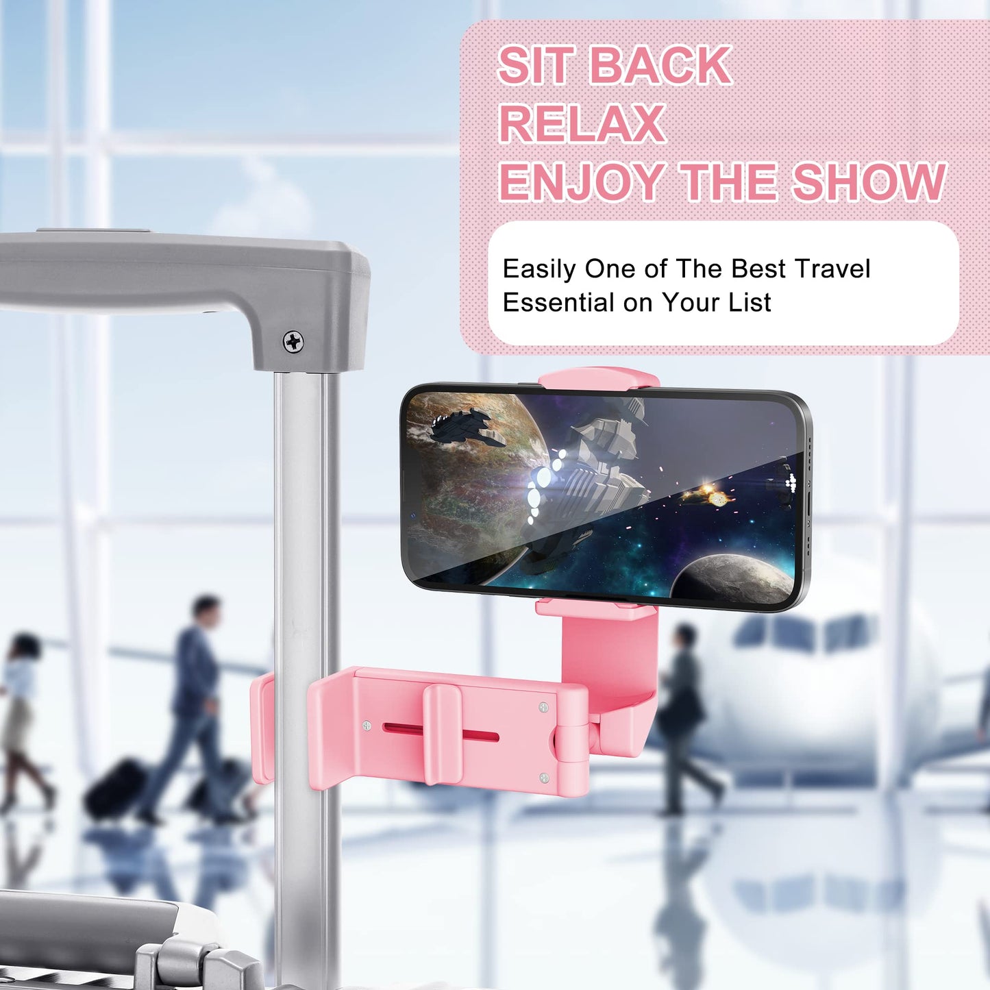 Perilogics Airplane Phone Holder Mount Universal In Flight Hands Free Viewing With Multi-Directional Dual 360 Degree Rotation (P