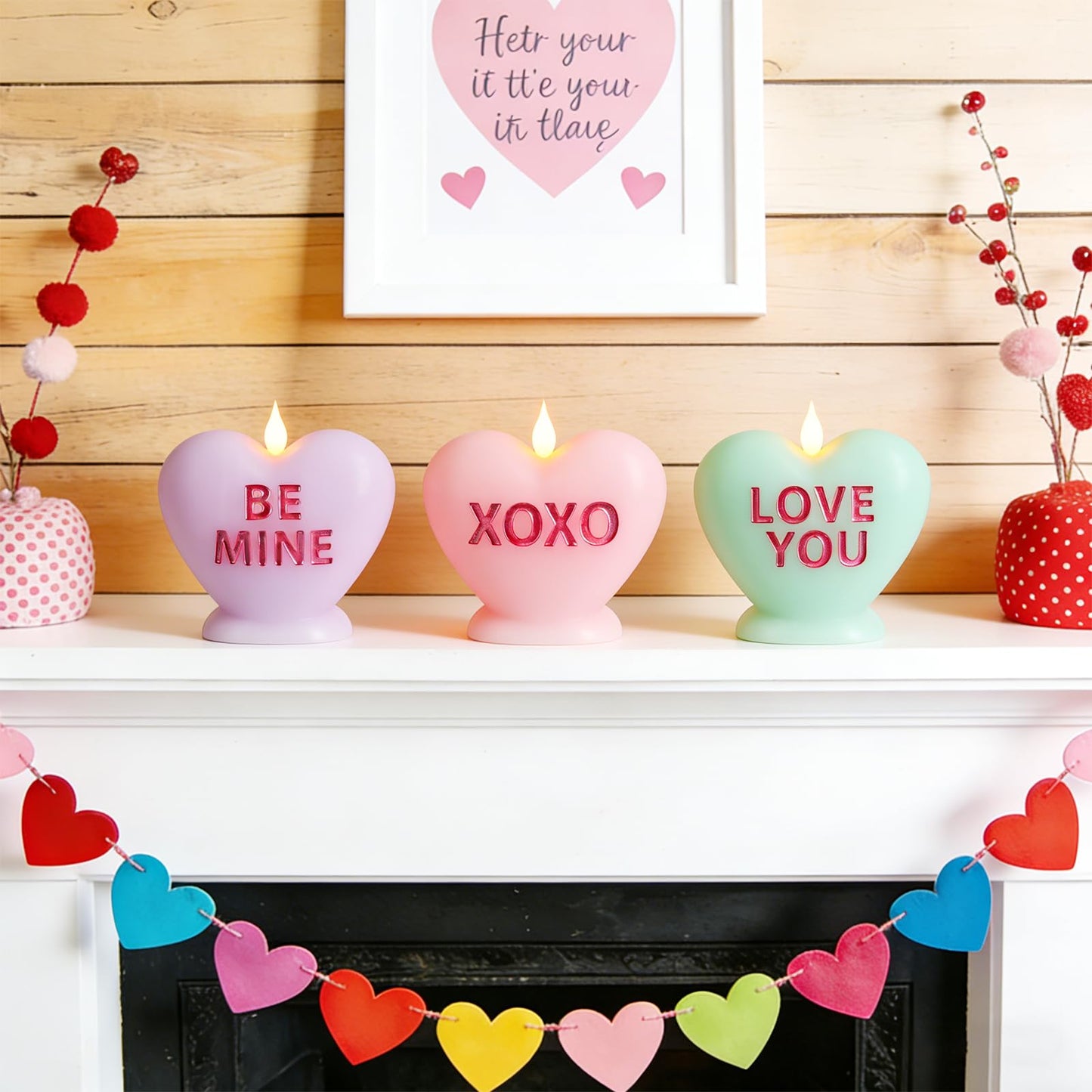 Sariiraw 3 Pcs Valentine Heart Shaped Flameless Candle with Remote & Timer - Romantic LED Mood Light, Battery Operated for Valentine's Day, Anniversary & Home Decor