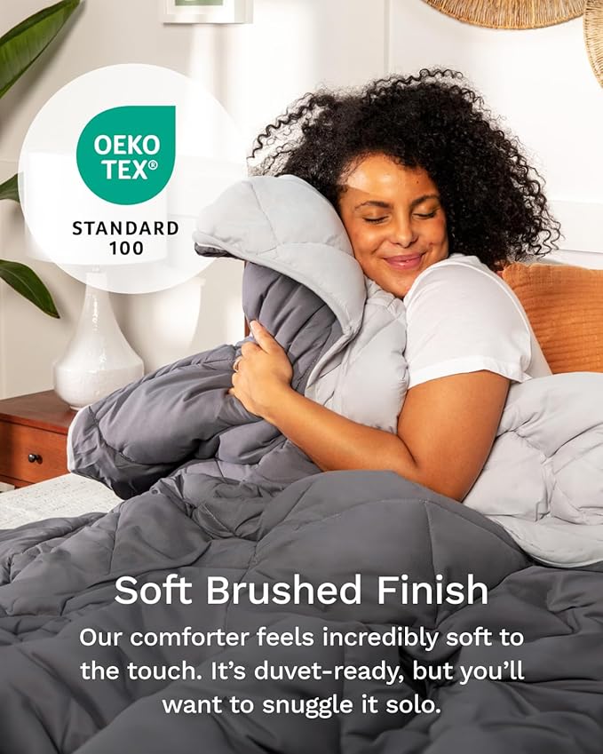 ViscoSoft Microfiber All Seasons Down Alternative Quilted Comforter - Cooling Breathable Premium Soft Reversible Microfiber Duvet Blanket, Light Gray/Dark Gray, King/California King