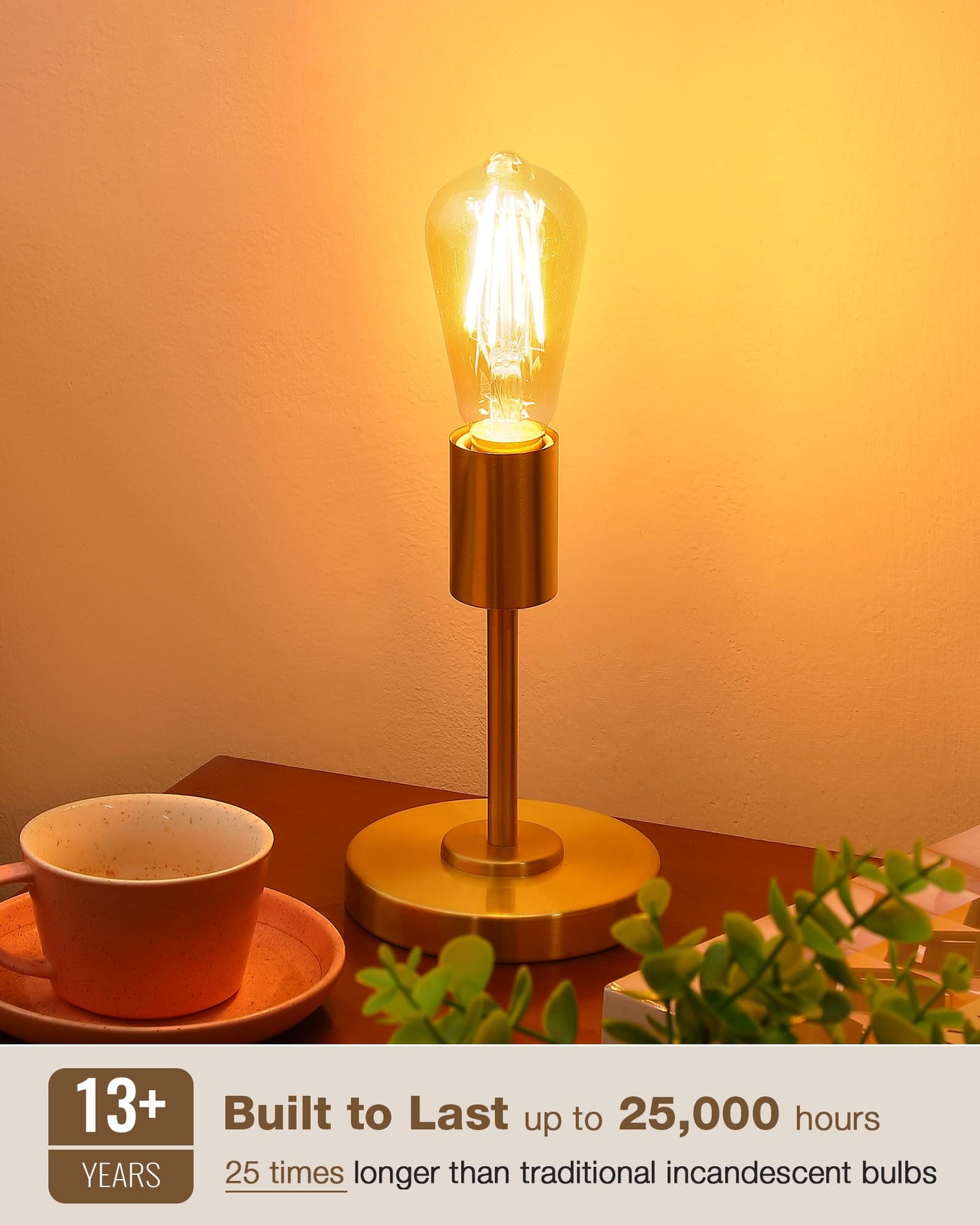 Lafoy Amber Edison Light Bulbs 2200K Soft Warm, E26 LED Bulb 60 Watt Equivalent, 6W ST58 Teardrop Antique Style 60W Replacement, 550 Lumen Medium Base Lightbulbs, 120V 6 Pack