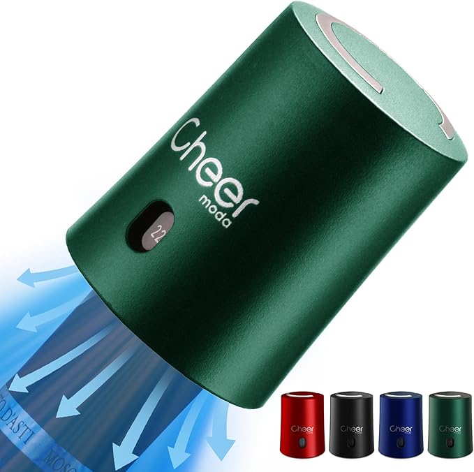 CheerModa Vacuum Wine Stopper with Date Display – 7‑Day Wine Preservation Stopper, Silicone Wine Cap & ABS, French Design, 4 Colors (Green-JS15-FBA)