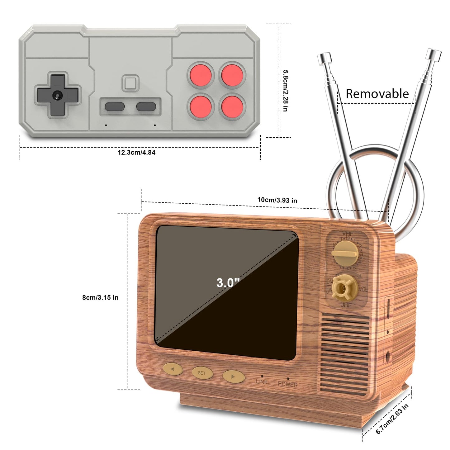 Handheld Game for Kids -Preloaded 168 Retro Video Games, Portable Gaming Player Support Two Players 3.0" LCD Screen, Mini TV Electronic Toy Gifts for Boys Girls