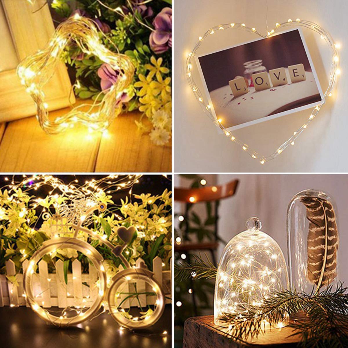 Decute 300LED String Lights, Warm White, 99FT Silver Wire, Dimmable with Remote, UL Certified for Indoor Outdoor Use