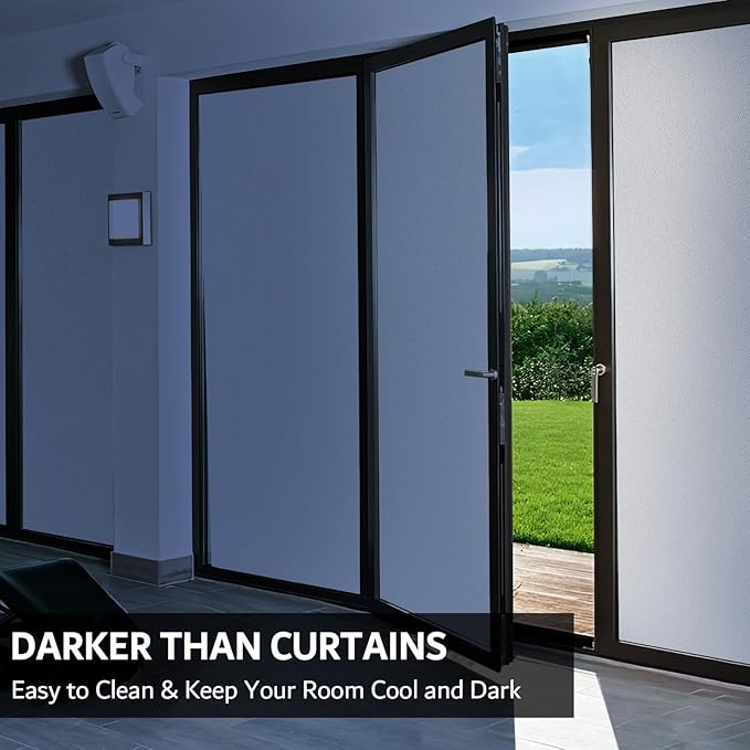FEOMOS White Total Blackout Window Film, Static Cling Blackout Window Clings, 100% Light Blocking Film, Room Darkening Window Cover for Privacy Day Sleep Sun Blocking 35.4x78.7 inches