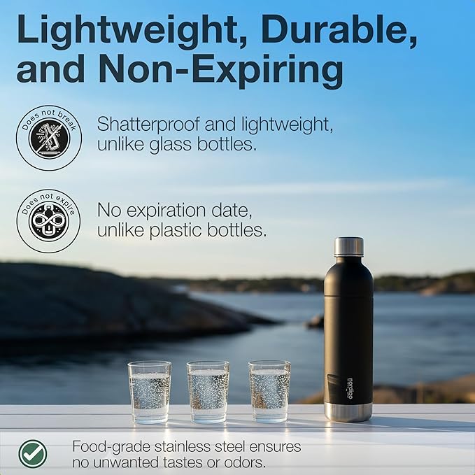 Stainless Steel Carbonating Bottle 33 oz | Compatible with Aarke Carbonator 3, Sodastream (Excl. model Aqua Fizz + Jet) and many others| Dishwasher Safe, No Expiration Date, BPA-Free