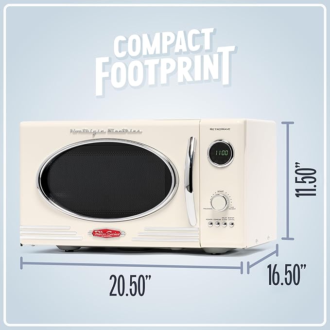 Nostalgia Retro Countertop Microwave Oven - Large 800-Watt - 0.9 cu ft - 12 Pre-Programmed Cooking Settings - Digital Clock - Kitchen Appliances - Ivory