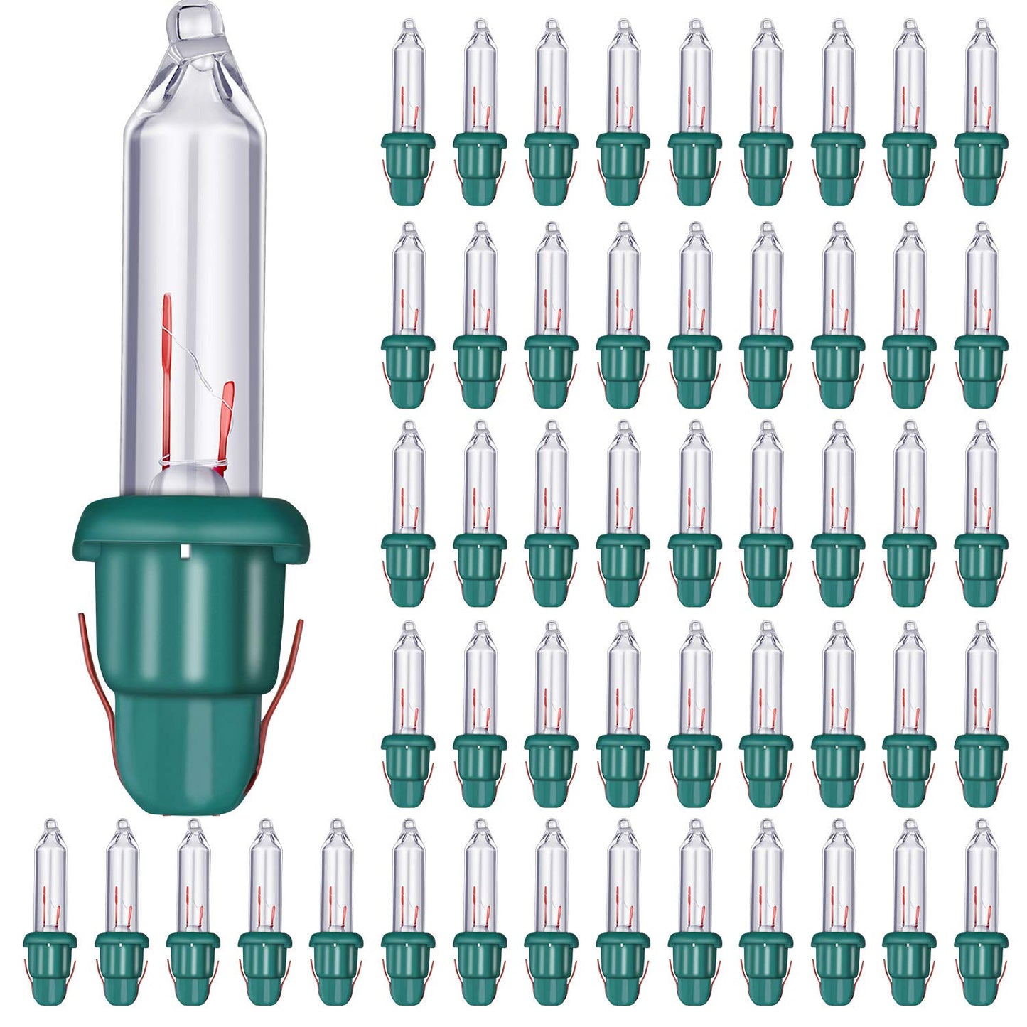 Mudder Christmas Mini Light Bulbs, 2.5V Incandescent, Clear Glass, Green Base, 0.17A, 0.425W - 400 Count