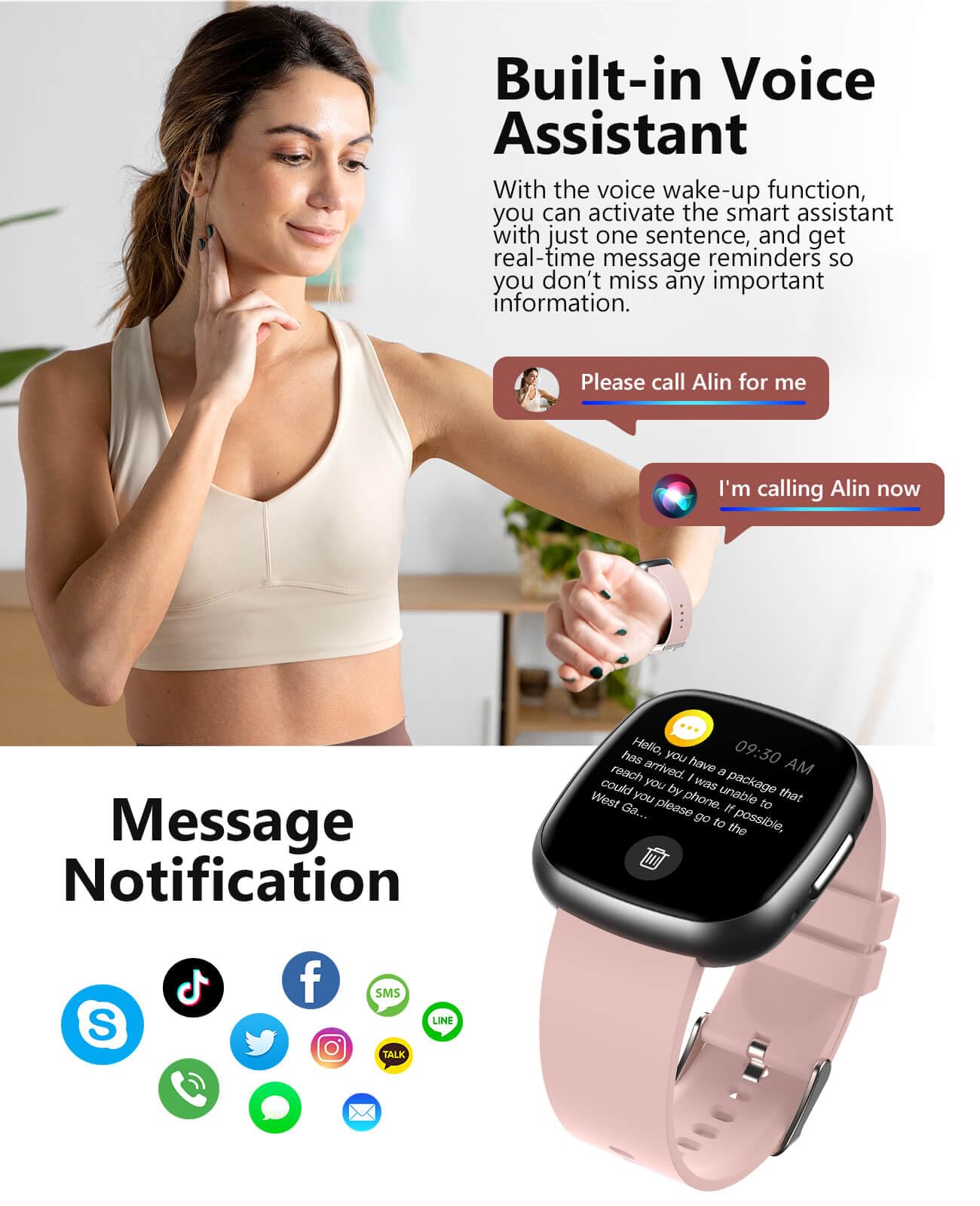 Smart Watch for Women, 1.72" Super Retina HD Display, Fitness Watch with with Sleep Stress, 24/7 Heart Rate HRV Spo2 Monitor, 135 Sports Modes Fitness Tracker, Waterproof Square Watch for Android iOS