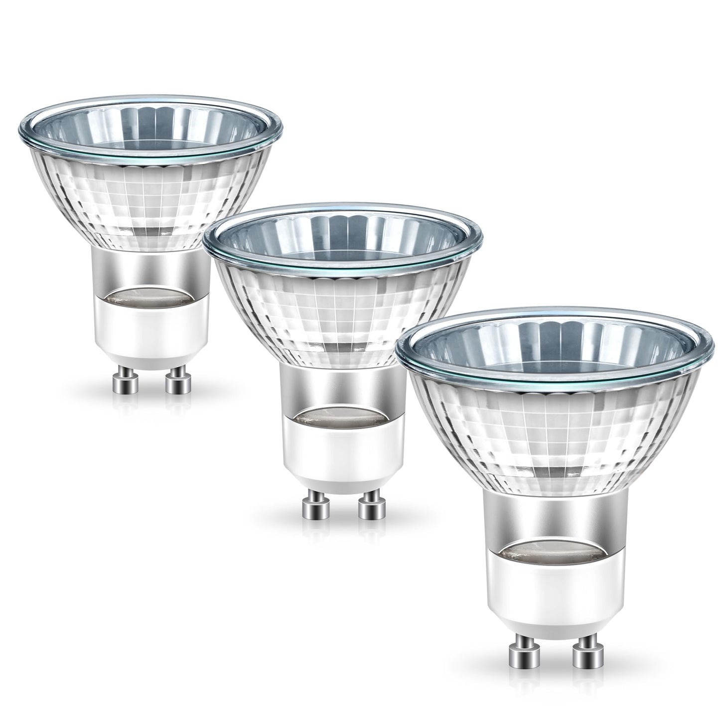 GU10 Halogen 50W Bulbs, 120V Halogen Light Bulb, Gu10 Base Replacement for Candle Warmer Lamp Bulb, Warm White GU10+C Dimmable Glass Cover for Spot Track Lighting, Range Hood Lights, 3 Pack