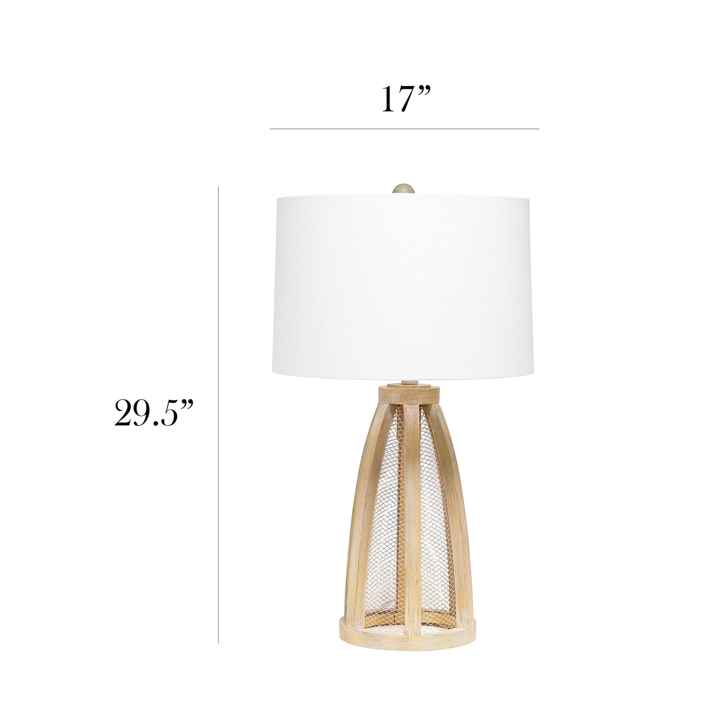 Elegant Designs LT3309-NWD Table Lamp, 2 Light, Vintage Farmhouse Style, Wood, Natural Wood Finish