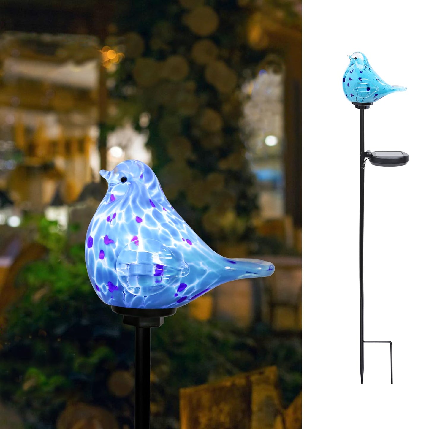 Bshine Solar Garden Decoration Outdoor Bluebird Lights  Hand Blown Glass Waterproof Solar Light Stake Decorate Paths  Pathways  Lawns And Yards Art For Mom Gifts