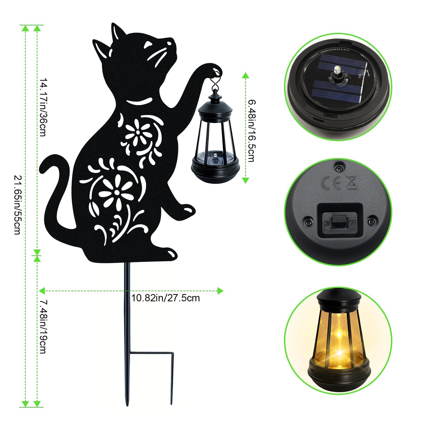 Solar Cat Hanging Lantern Outdoor  Black Cat Solar Lights  Cat Lover Gifts For Women Mom Grandma Birthday Christmas MotherS Day Waterproof Garden Ornaments Decor Outside Backyard Patio Pathway