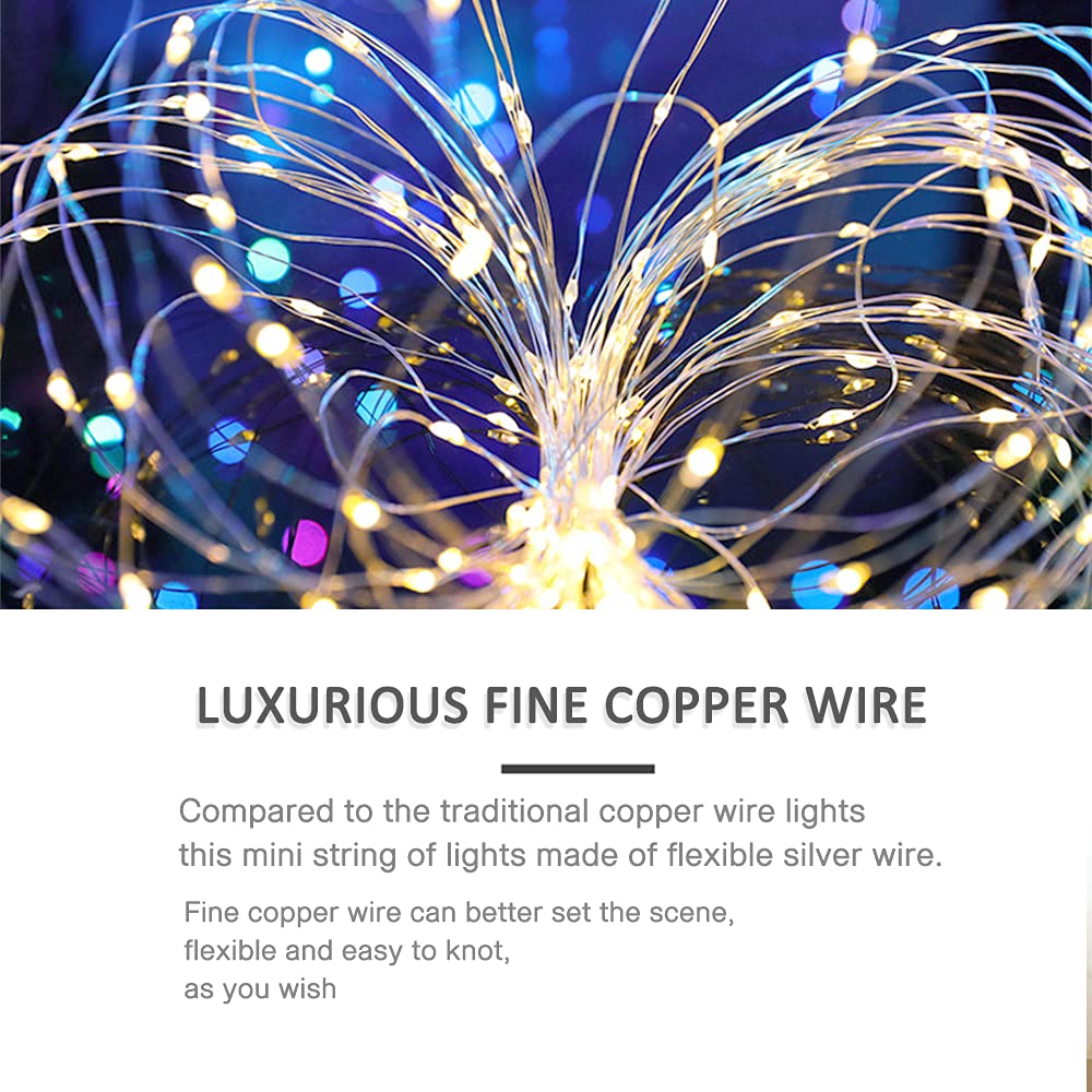 Baisico Waterproof Led String Lights, 2 Pack 20Ft, 60 Leds, Copper Wire Fairy Lights, Blue