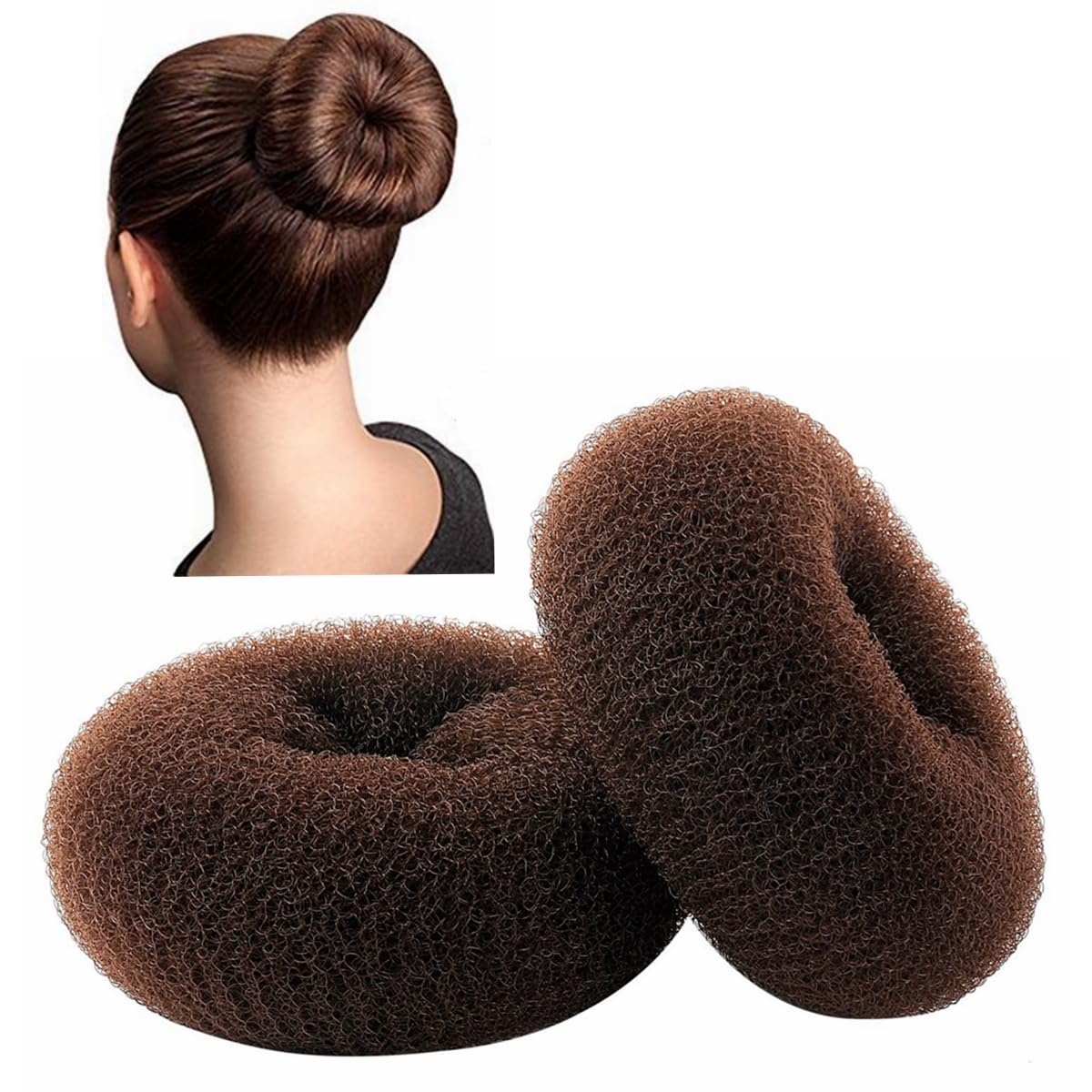 ClothoBeauty Extra Large Hair Bun Maker Ring, Women Chignon Doughnut Shaper (For Thick and Long Hair) 5.1-5.3 in, (X-Brown)