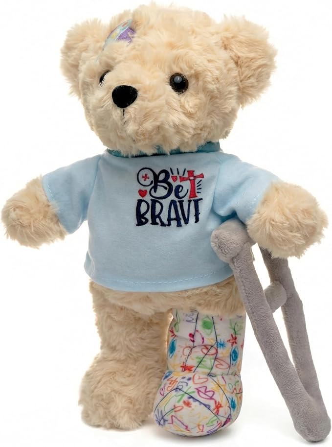 SHSEEN 10" Broken Leg Teddy Bear with Reversible Crutches & Cast, Get Well Soon Gifts for Kids & Knee Surgery Recovery, So...