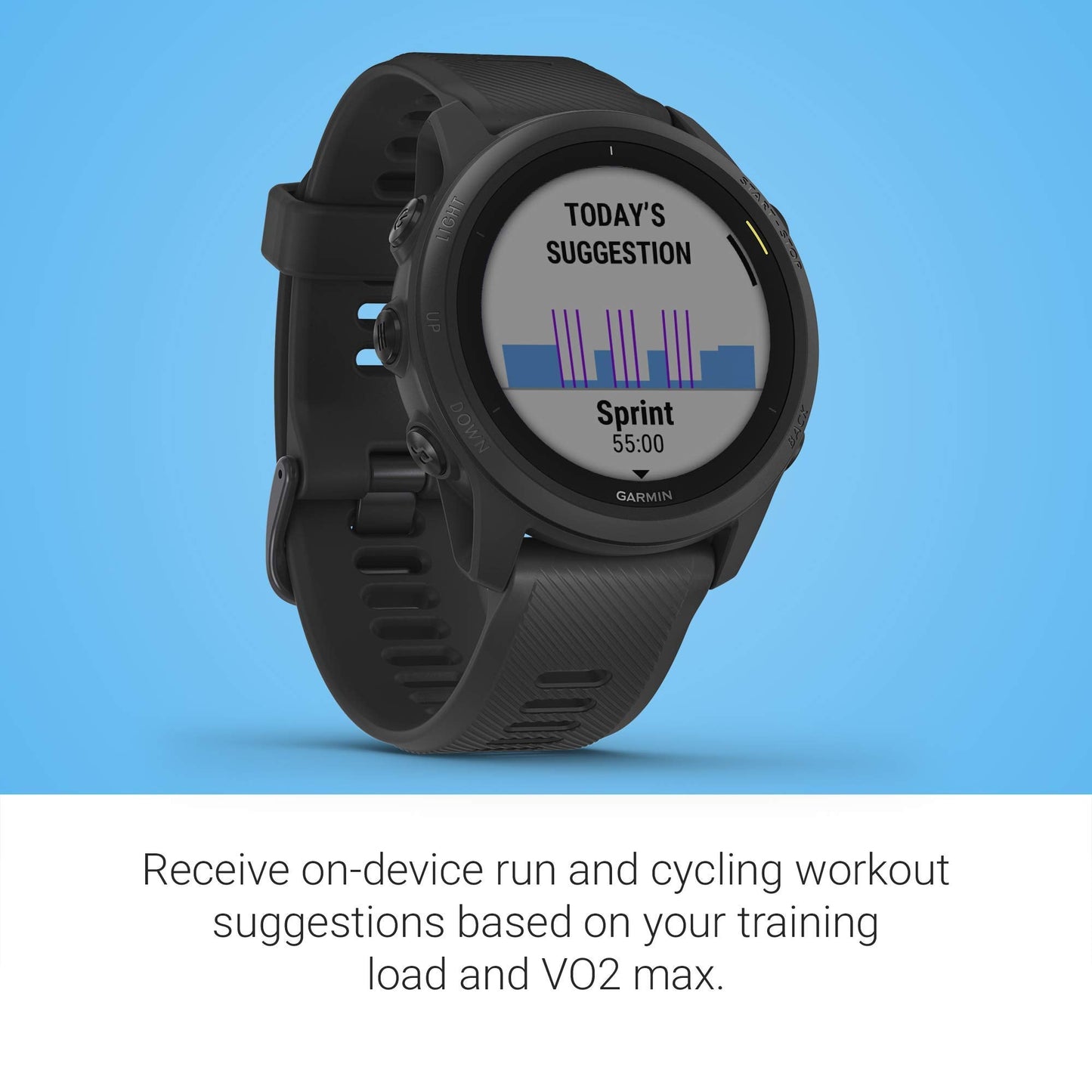 Garmin Forerunner 745, GPS Running Watch, Detailed Training Stats and On-Device Workouts, Essential Smartwatch Functions, Black (010-02445-00) (Renewed)
