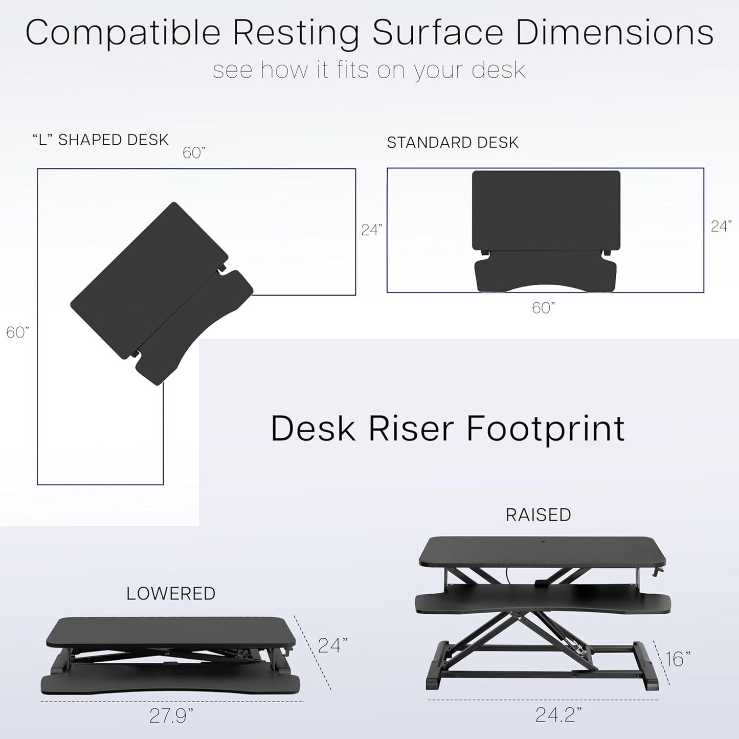 VIVO 28 inch Desk Converter, K Series, Height Adjustable Sit to Stand Riser, Dual Monitor and Laptop Workstation with Keyboard Tray, White, DESK-V028KW