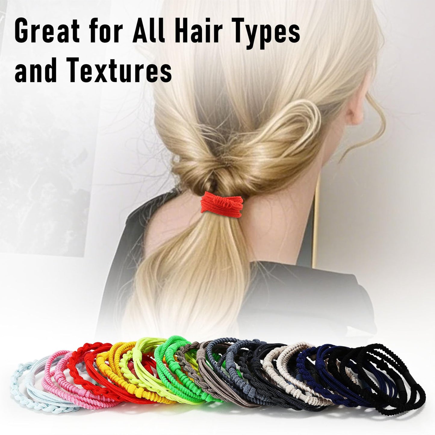 Wgniip 48 Pcs Boho Hair Ties for Women, 4 Styles Cute Hair Tie Bracelet for Thin and Thick Hair/Pony Tails, Green and Brown Hair
