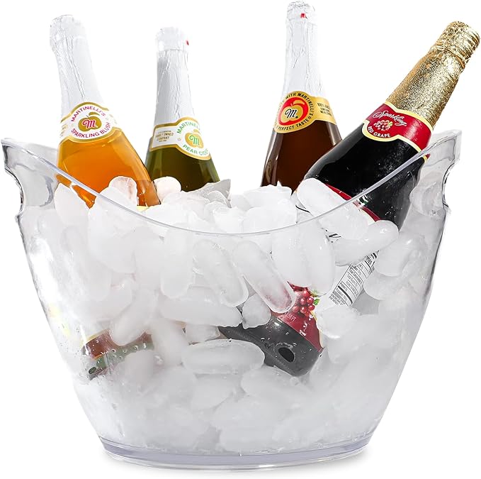 Large Ice Bucket for Parties, 8L Drink Bin, Clear Champagne Bucket, Mimosa Bar Supplies, Wine Bucket Chiller for Parties, ...