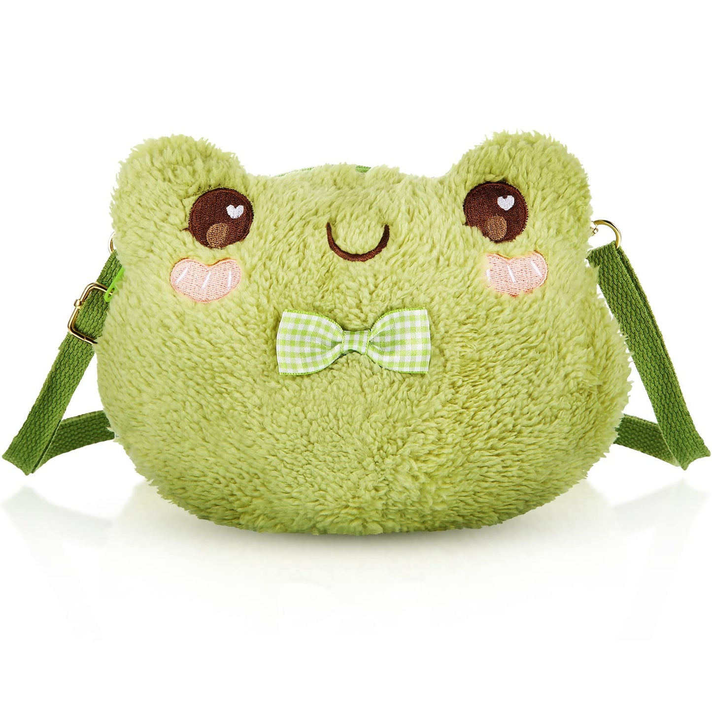 Crossbody Bag Cute Plush Purse Backpack Kawaii Wallet Girls Cartoon Animal Lolita Bag with Chain Strap (Frog)
