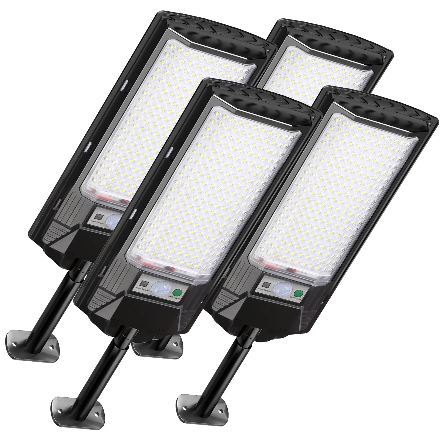 Eontim Solar Street Light  4 Pack Wide-Angle Led Solar Flood Light With Motion Sensor  Waterproof Solar Powered Outdoor Security Lighting For Yard  Driveway  Barn