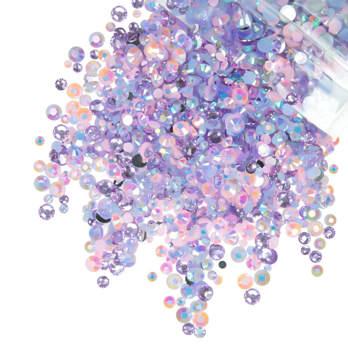 qiipii Resin Rhinestones for Bedazzling Crafting 3mm-6mm Light Pink Purple Blue Crystal Colorful Stones Gems Diamonds for Face E