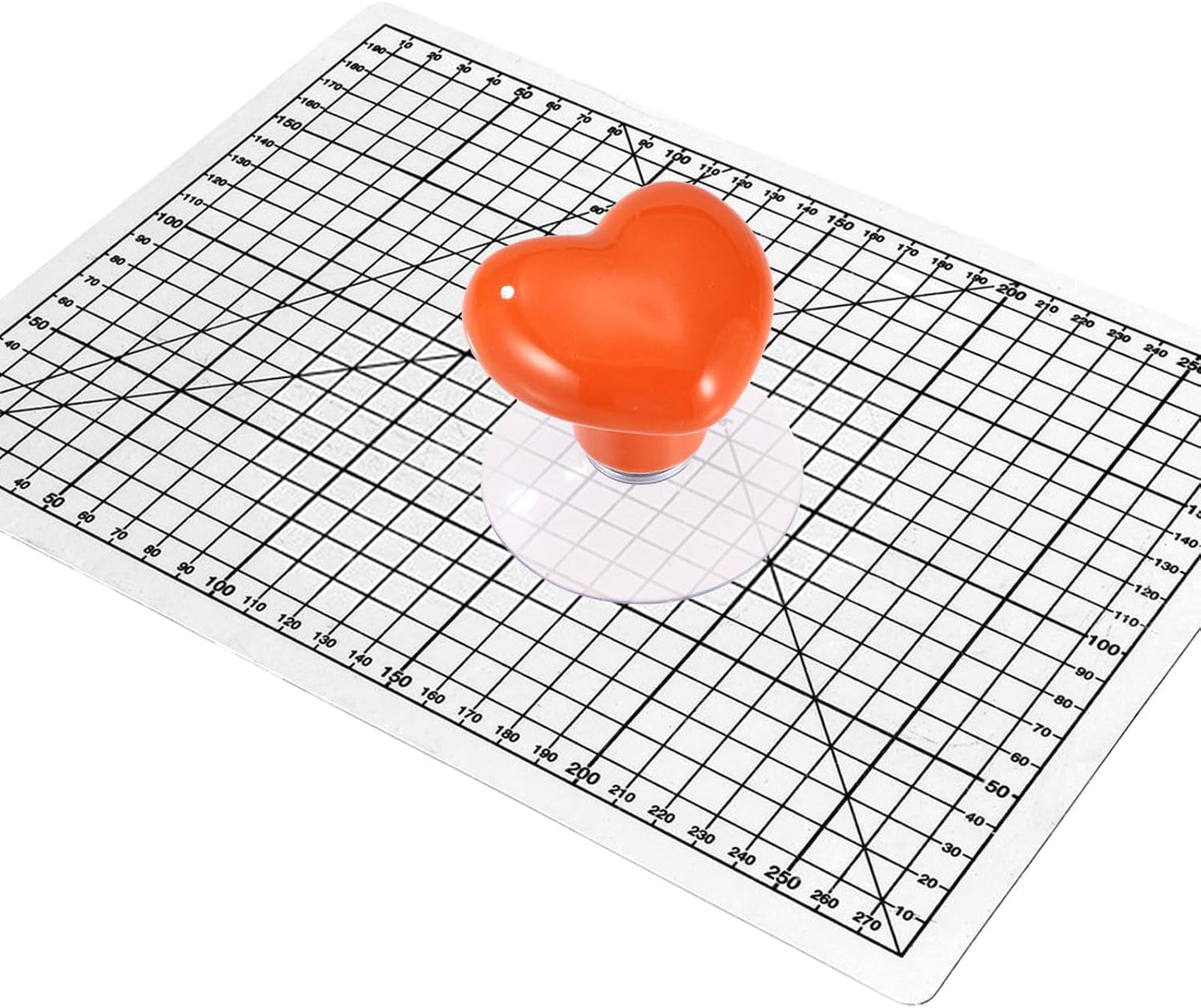 Sinbana 2 Pcs Ruler Suction Cup Knob Grips, Orange Heart Shape Quilting Ruler Grip Handle Small Suction Cup Knob for Quilting Sewing Drafting Rulers and Templates
