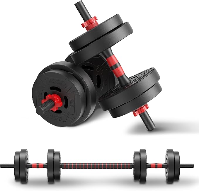 Fitvids Multi-Functional Changeable Dumbbell and Barbell Kettlebell Set with Adjustable Weights, 40LBS, 2-in-1