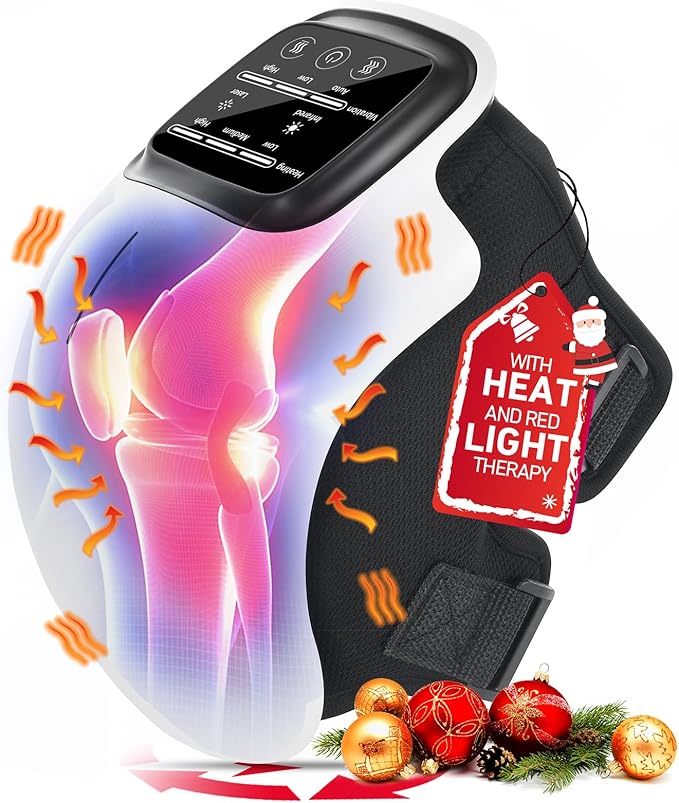 Pokytcox Knee Massager, Large LED Screen, Adjustable Temperature,Cordless Knee Massager with Heat and Vibration, Portable ...