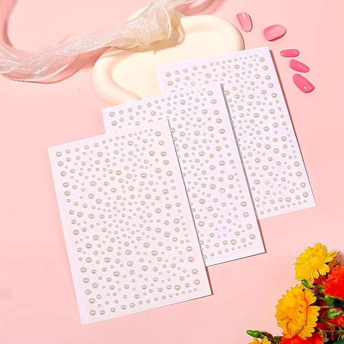 975PCS Face Gems Pearls for Makeup Rhinestone Stickers for Crafts Clear Crystal Tweezers Decals Stick on Body 3/4/5/6MM Color Hair Nails Craft DIY Gems for Nails Makeup Decor