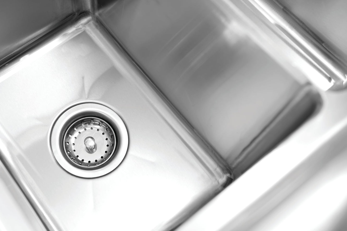 Kratos 27" 16-Gauge Stainless Steel Two Compartment Sink - 10"x14"x12" Bowls