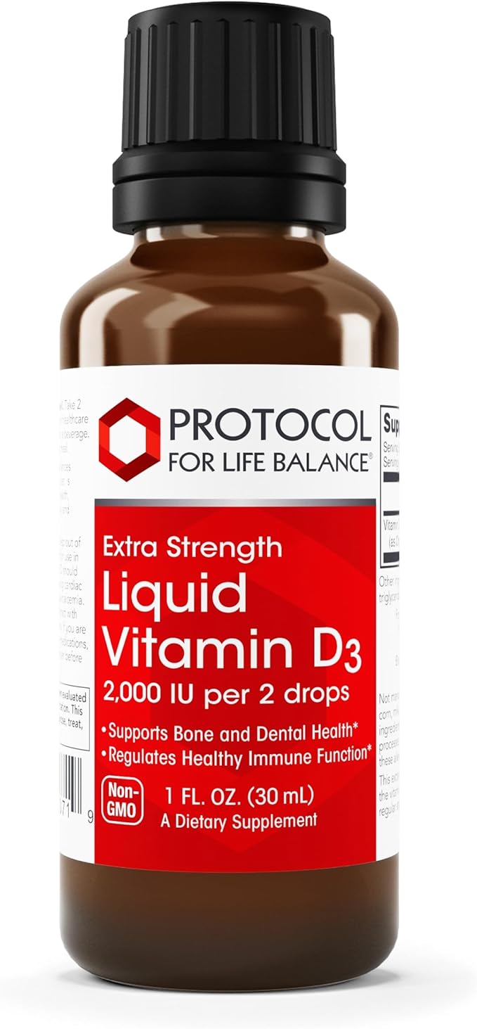 PROTOCOL FOR LIFE BALANCE Liquid Vitamin D3-2,000 IU - Immune Support Strong Bones and Teeth Health - 1 Fl Oz
