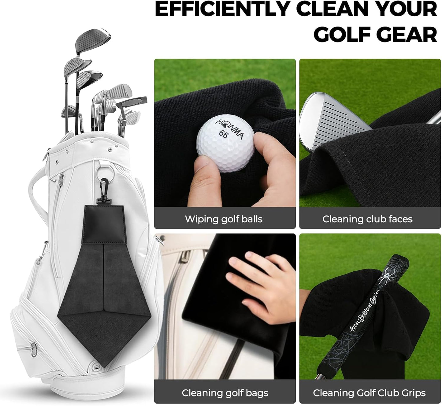 3-in-1 Golf Club Groove Sharpener Cleaning Towel Set, Golf Club Cleaner Tool with Aluminum Alloy Shaft and Microfiber Towel for Irons, Wedges Club Groove Care