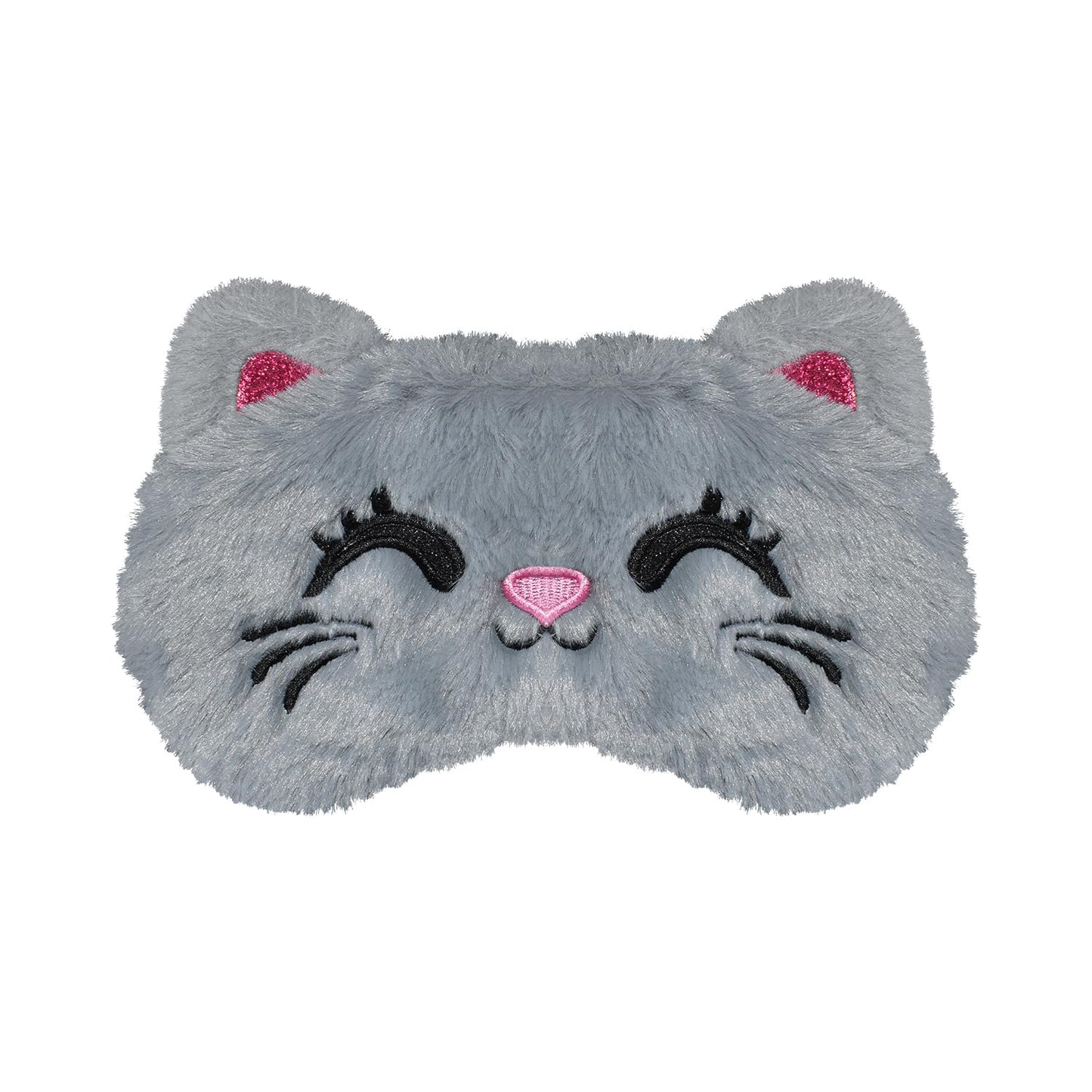 Mezeic Cute Sleep Masks - Cartoon Animal Cat Eye Mask, Plush Sleeping Mask & Travel Blindfold - Funny Kitten Eye Shade for Women Men (Grey Cat)