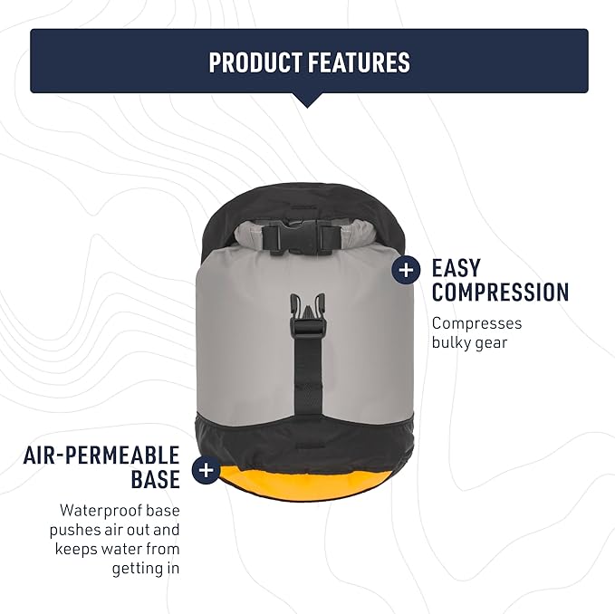 Sea to Summit eVac Ultra-Lightweight Compression Dry Bag, Waterproof Dry Storage, 13 Liter, High Rise Grey