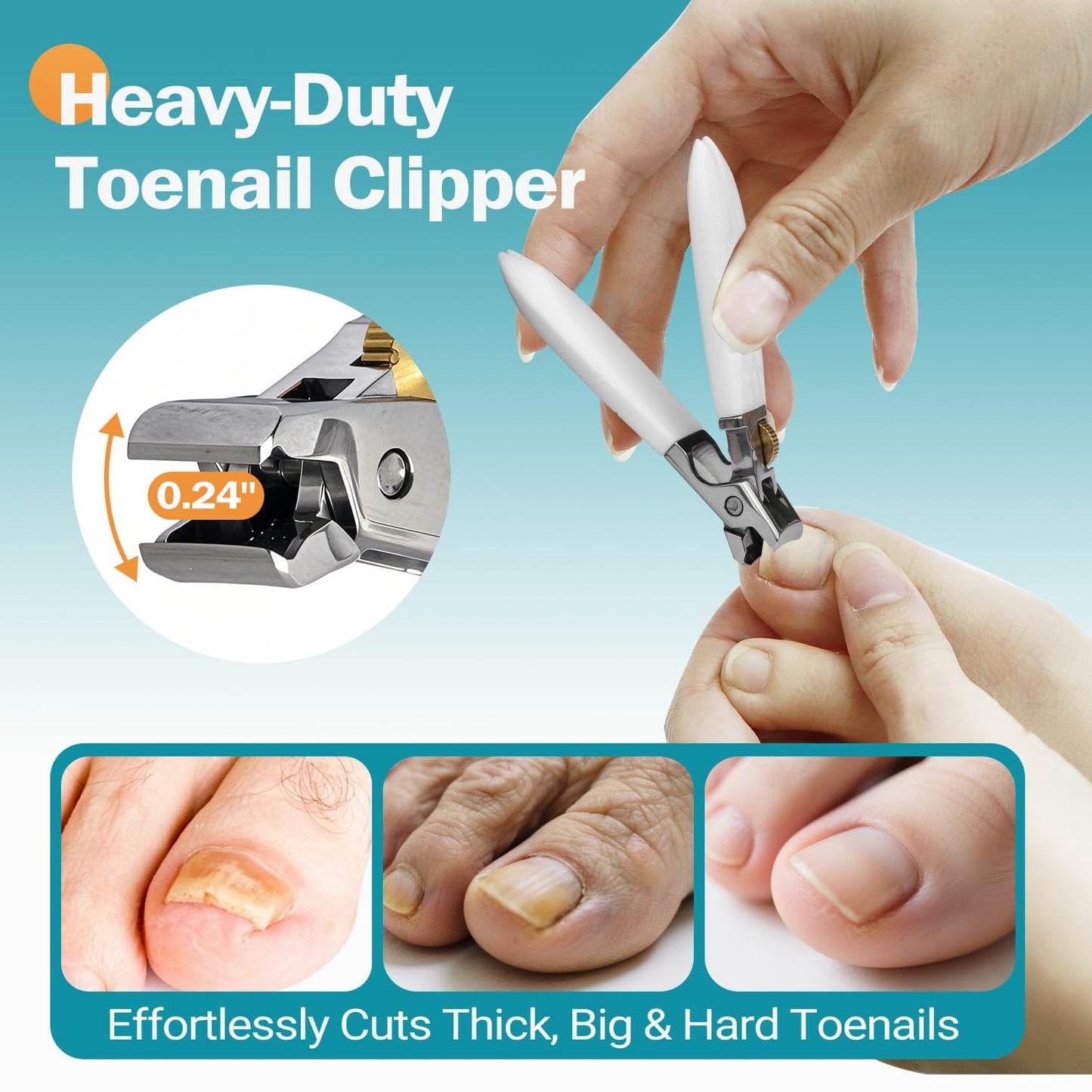 UANRNA Heavy Duty Nail Clippers for Thick Toenails & Fingernails - Razor-Sharp Stainless Steel Blades with Wide Jaw, Anti-Slip G