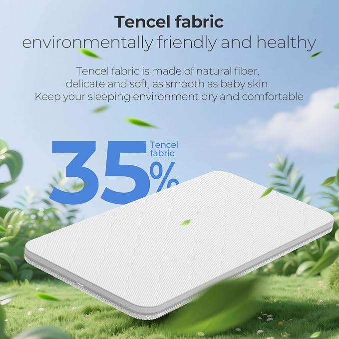 30x15 Oval Baby Bassinet Mattress: 2" Thick Dual Side Gel Memory Foam Bassinet Mattress for Most Moses Basket and Dream On Me Lacy Bassinet - All-Season Design - Fit Replacement Bedside Bassinet