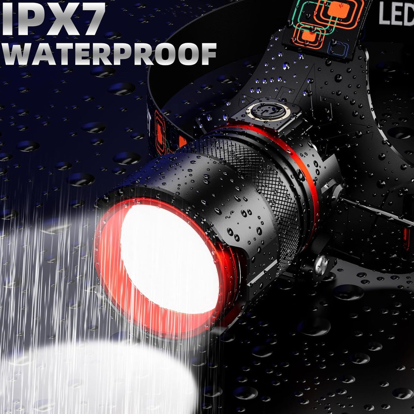 Headlamp 5000 Lumens Led Rechargeable Head Lamps  Zoomable Headlight With 5 Modes & Ipx7 Waterproof  120 Adjustable Head Lights For Forehead For Outdoor  Camping  Hard Hat  Hunting Fathers Day Gift