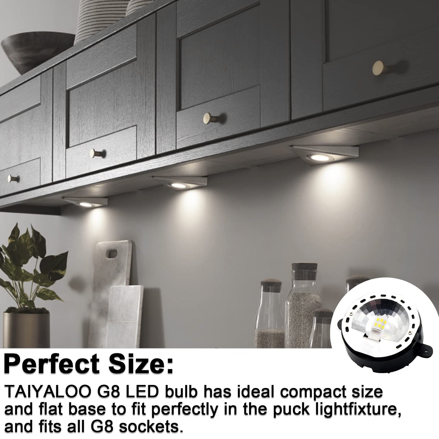 Taiyaloo Dimmable G8 Led Light Bulbs, 20W-25W Halogen Replacement, Natural White 4000K, 10 Pack, T4 Jcd Type