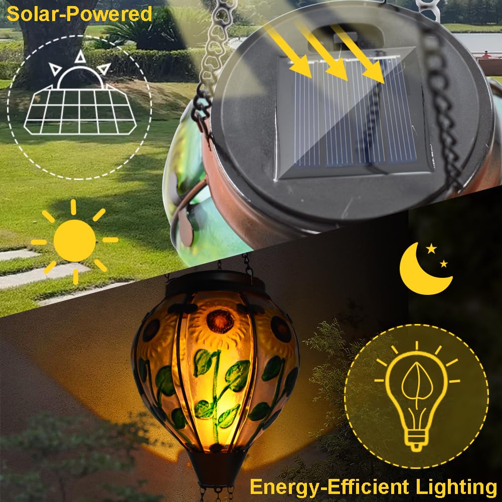 teyigarden Hot Air Balloon Solar Lantern, 18in H, Glass, Waterproof, Sunflower, Model SL-6069082027