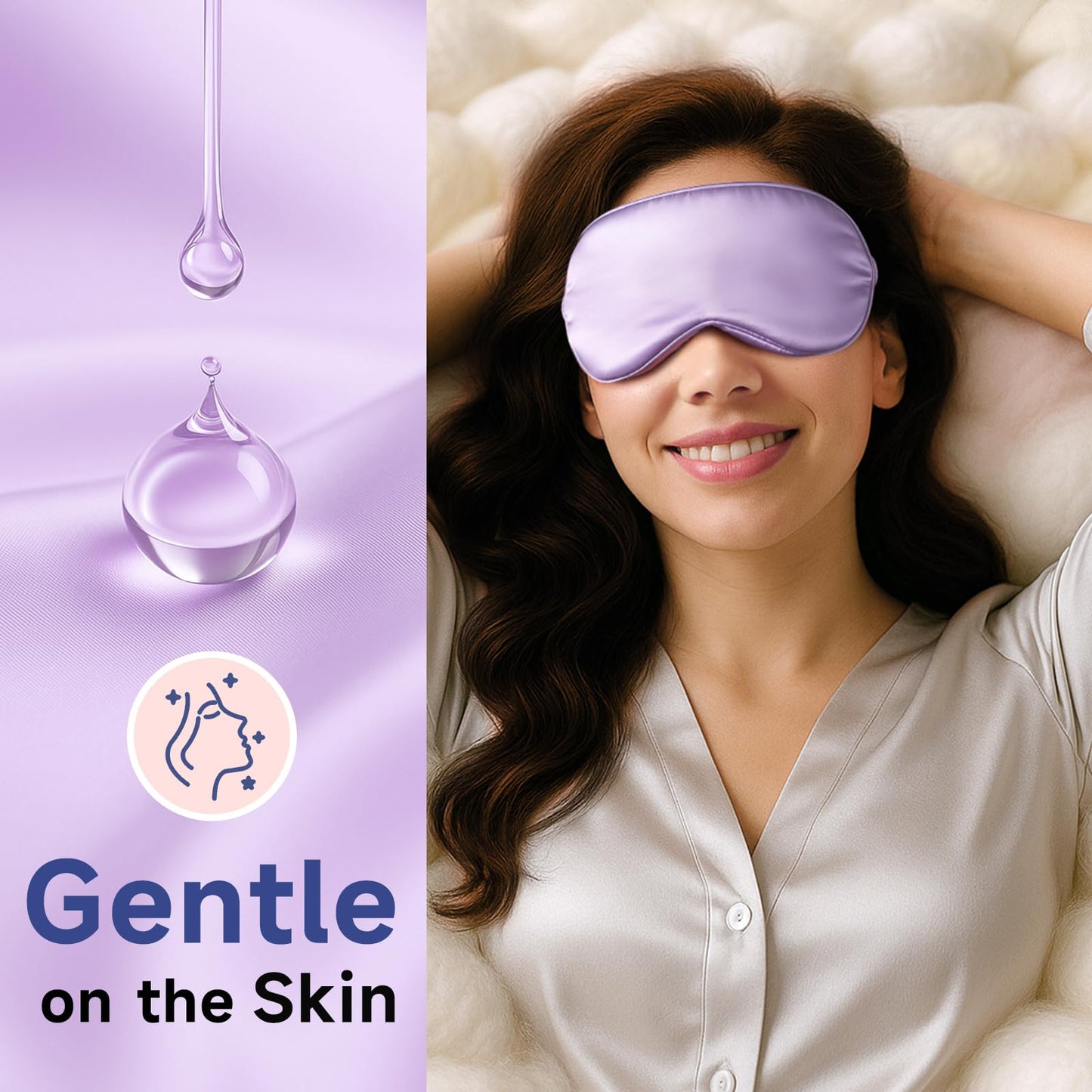 Umisleep Pure Soft Silk Sleep Mask [22 Momme 6A], Light Blocking Eye Mask with Upgraded Nose Pad, Breathable Sleeping Mask for Women Men, Elastic Bindfold with Travel Pouch, Purple