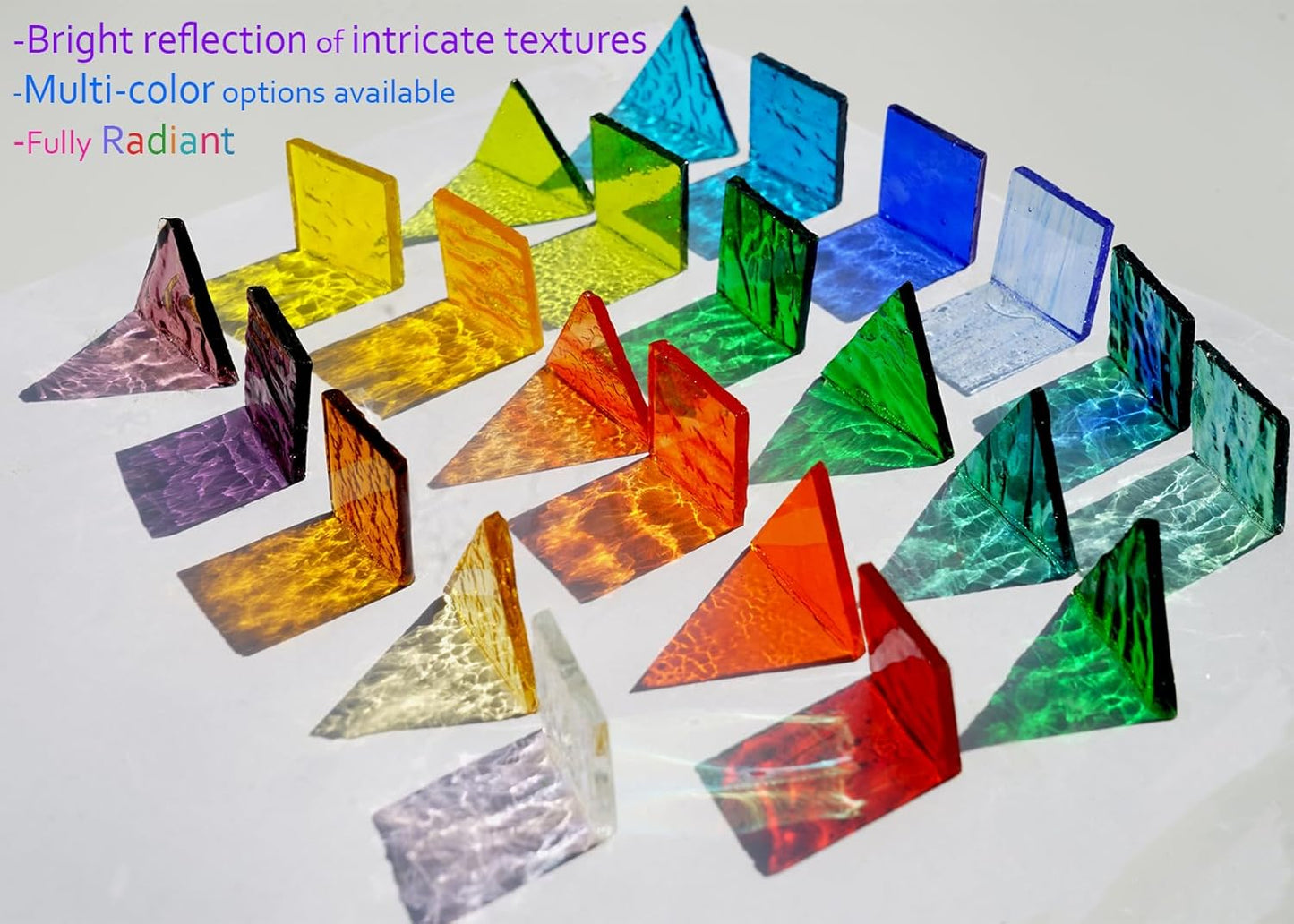 Transparent Textured Stained Glass Pieces, 200G Vibrant 4 Shapes Mosaic Tiles for DIY Crafts Bulk, Mosaic Making Kit, Lipstick Red