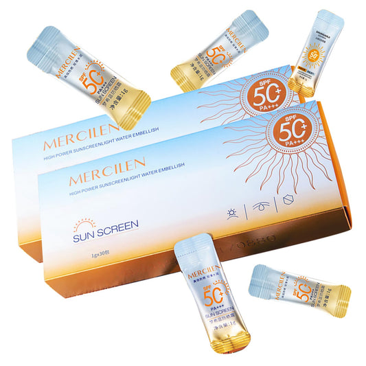 60PCS Mini Sunscreen SPF50+ PA+++ - Travel Size Sunscreen Bulk for Face & Body, Lightweight & Non-Greasy, Water-Resistant, Perfe