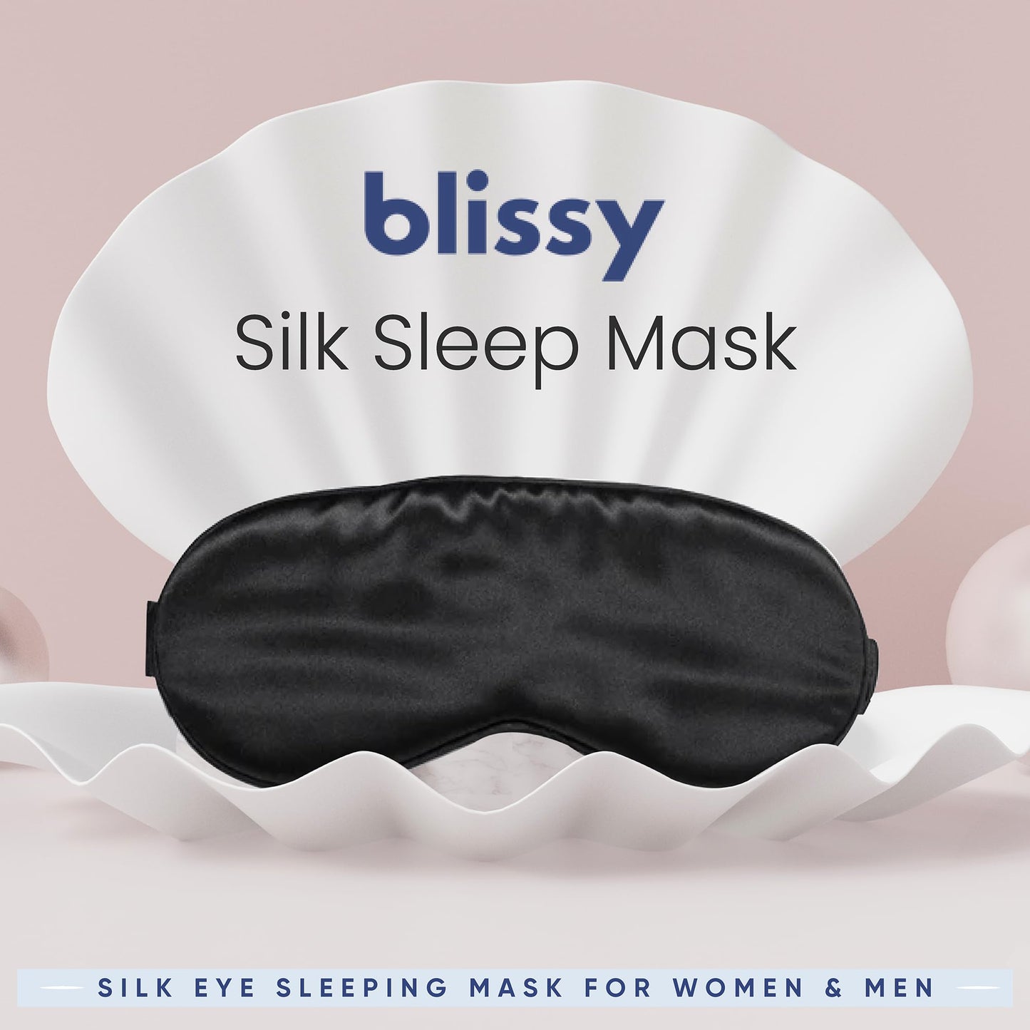 Blissy Silk Sleep Mask - Eye Sleeping Mask for Women & Men for Total Blackout - 100% Pure Mulberry Silk, 22 Momme 6a Fibers - Blindfold Sleep Mask Side Sleeper Eye Cover (Non Adjustable)